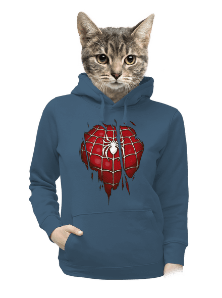 Spider Inside dámska mikina klokanka Denim