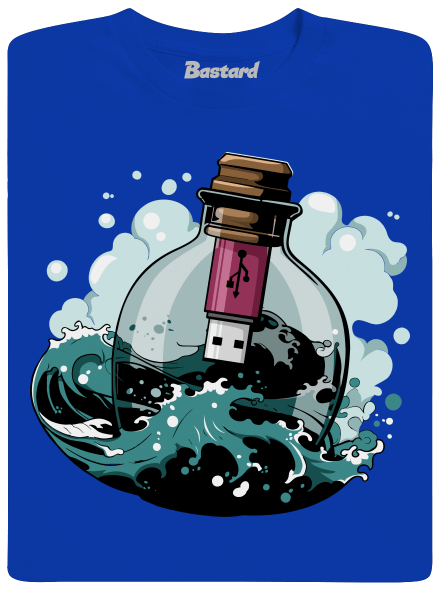 USB odkaz vo fľaši pánske tričko Royal Blue