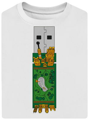 USB city unisex tričko oversized White