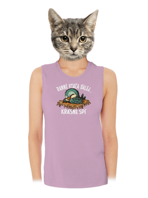 Ranné vtáča spí dámske tielko voľné Lilac