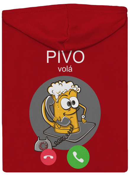 Pívo volá pánska mikina na zips Red
