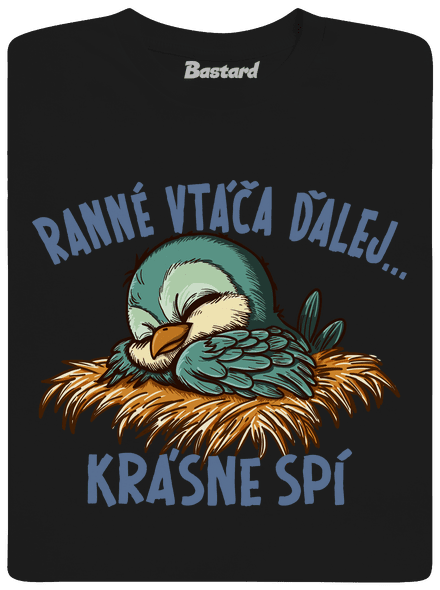Ranné vtáča spí pánske tričko Black