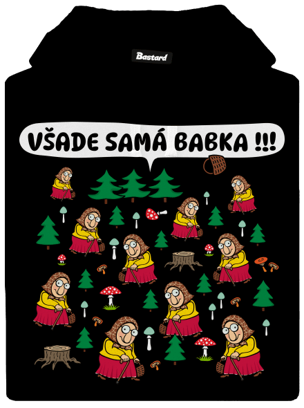 Všade samá babka pánska mikina klokanka Black