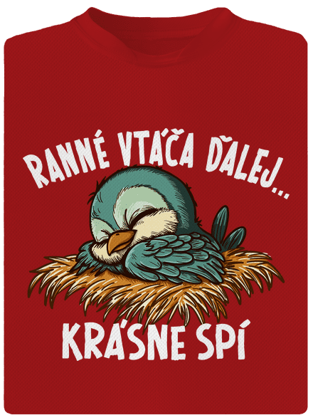 Ranné vtáča spí pánske športové tričko Red Mal