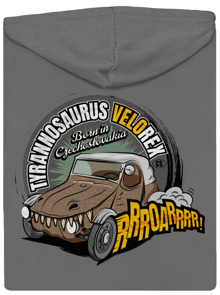 Tyrannosaurus Velorex dámska mikina na zips Steel Gray