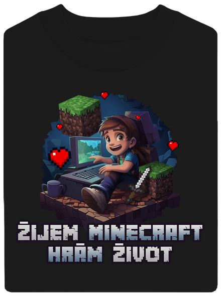 Žijem Minecraft unisex mikina bez kapucne Black