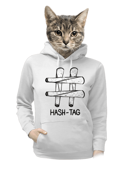 Hash tag dámska mikina klokanka White