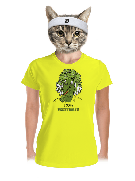 100% vegetarián dámske športové tričko Neon Yellow