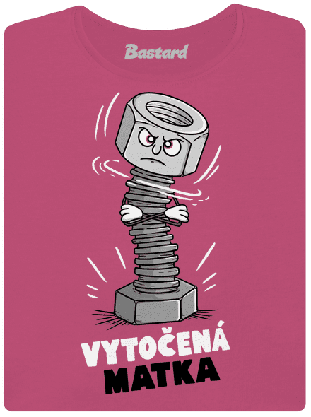 Vytočená matka dámske tričko s lemom Magenta