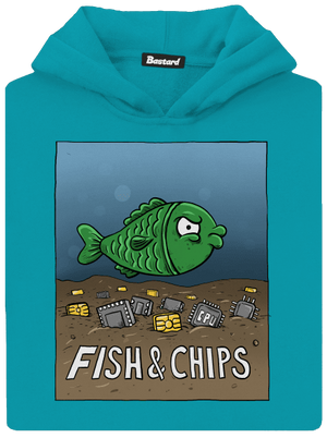 Fish and IT chips detská mikina klokanka Hawaiian Blue