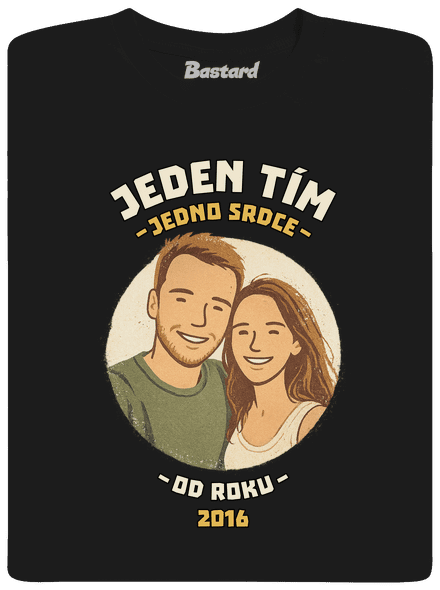 Jeden tím z vlastnej fotky pánske tričko Black