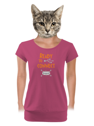 USB pripojenie dámske tričko s lemom Magenta