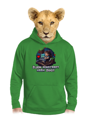 Žijem Minecraft detská mikina klokanka Kelly Green AWD