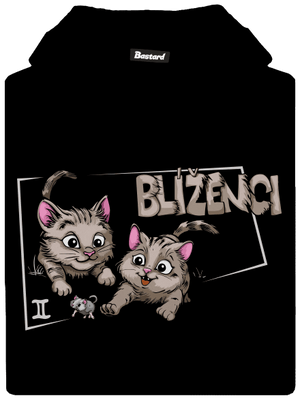 Mačací horoskop: Blíženci detská mikina klokanka Black