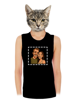 Karikatúra z vlastnej fotky dámske tielko voľné Black