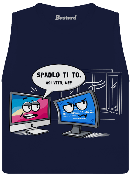 Mac vs. Windows dámske tielko voľné Navy