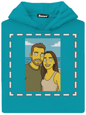 Simpsonovi z vlastnej fotky detská mikina klokanka Hawaiian Blue