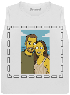 Simpsonovi z vlastnej fotky dámske tielko voľné White