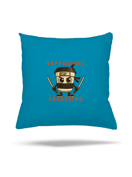 Cappuccino Assasino – Italian Brainrot vankúš Blue Turquoise