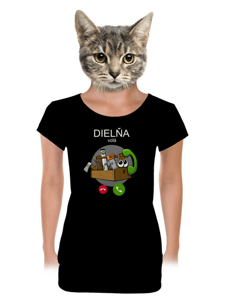 Dielňa volá dámske tričko s lemom Black