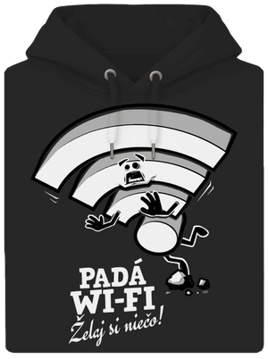Padá wi-fi unisex mikina premium Dark Black