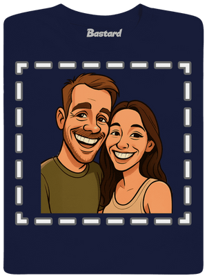 Karikatúra z vlastnej fotky pánske tričko Navy