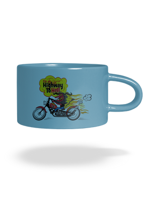 Pekelná jazda hrnček makronka Blue Macaron