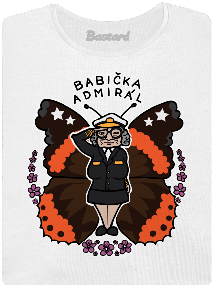 Babička admirál dámske tričko s lemom White