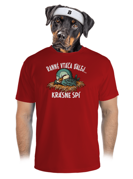 Ranné vtáča spí pánske športové tričko Red Mal