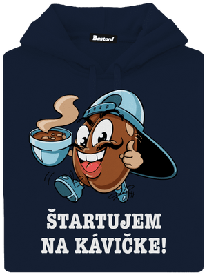 Štartujem na kávičke pánska mikina klokanka Navy