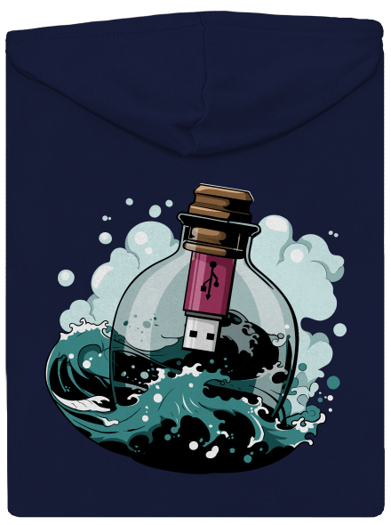 USB odkaz vo fľaši pánska mikina na zips Navy