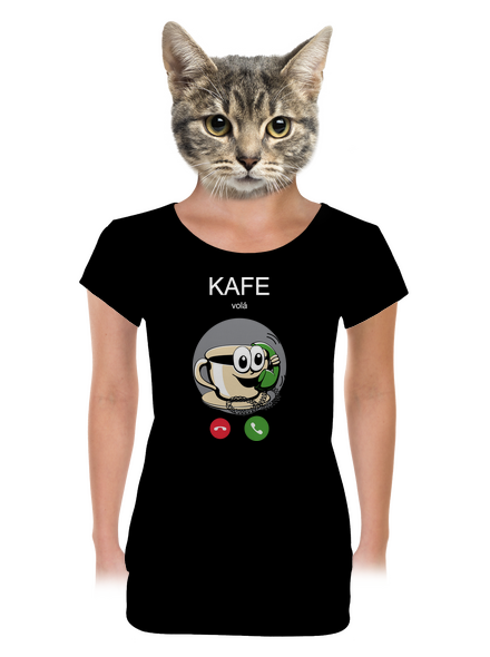 Kafe volá dámske tričko s lemom Black