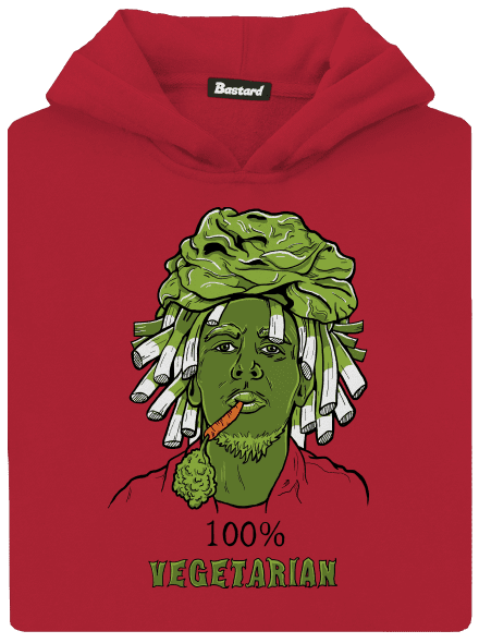 100% vegetarián detská mikina klokanka Fire Red