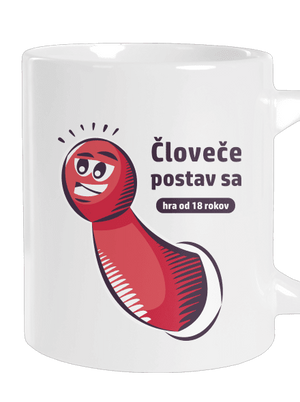 Človeče postav sa veľký hrnček White