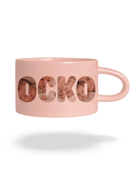 Nápis ocko z vlastných fotiek hrnček makronka Pink Macaron