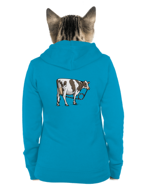Cow drink dámska mikina na zips Blue Atol