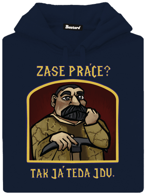 Zase práce? pánska mikina klokanka Navy