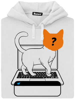 Mačka na klávesnici dámska mikina klokanka White