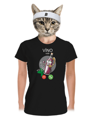 Červené víno volá dámske športové tričko Black