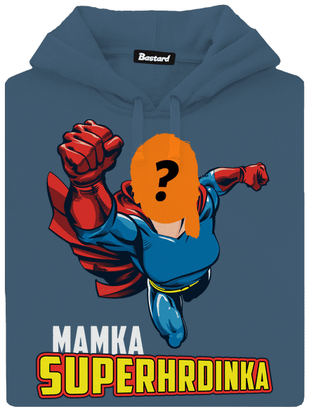 Mamka superhrdinka dámska mikina klokanka Denim