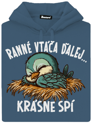 Ranné vtáča spí dámska mikina klokanka Denim