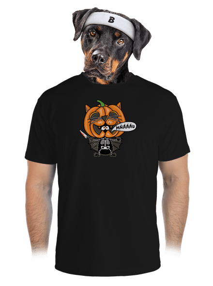 Halloweenská kočička pánske športové tričko Black