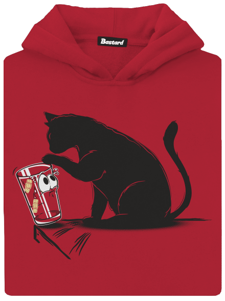 Mačka a pohár detská mikina klokanka Fire Red