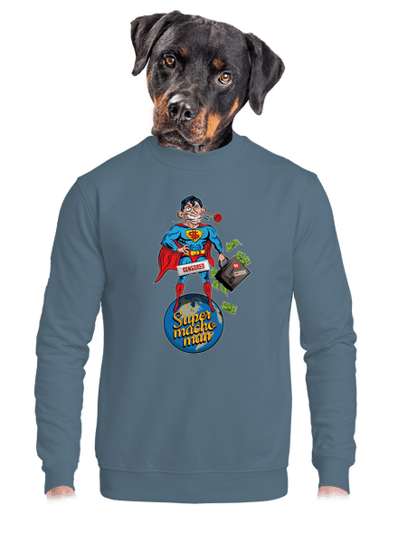 Supermachoman unisex mikina bez kapucne Nordic Blue