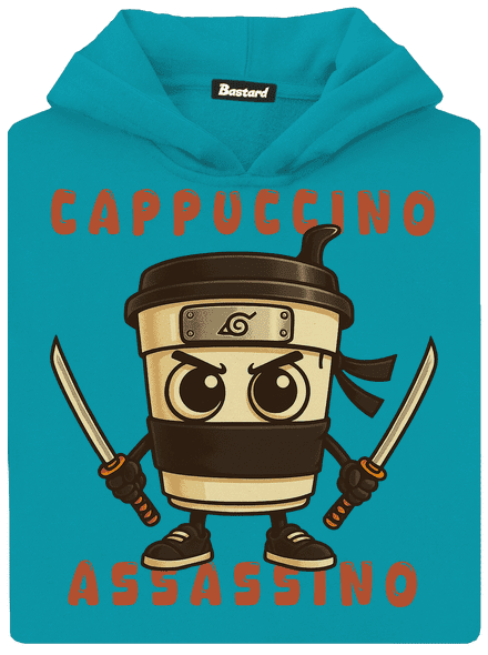 Cappuccino Assasino – Italian Brainrot detská mikina klokanka Hawaiian Blue