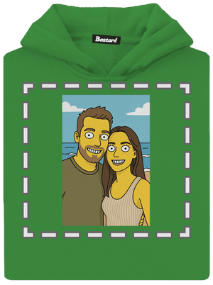 Simpsonovi z vlastnej fotky detská mikina klokanka Kelly Green AWD