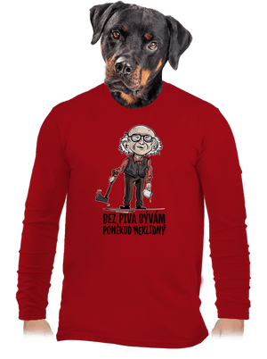 Neklidný bez piva pánske dlhý rukáv Red
