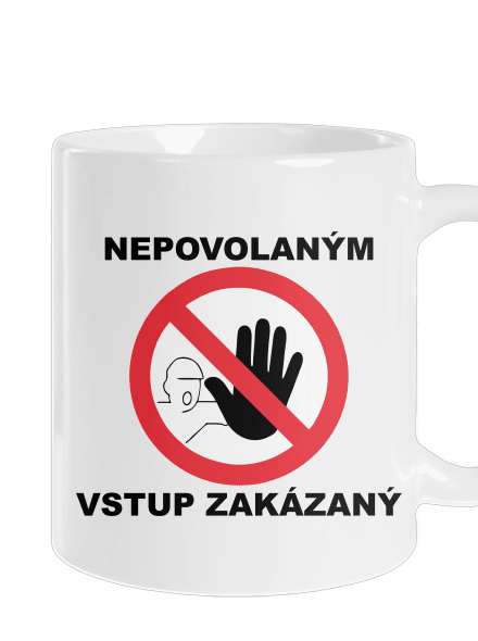 Nepovolaným vstup zakázaný klasický hrnček White