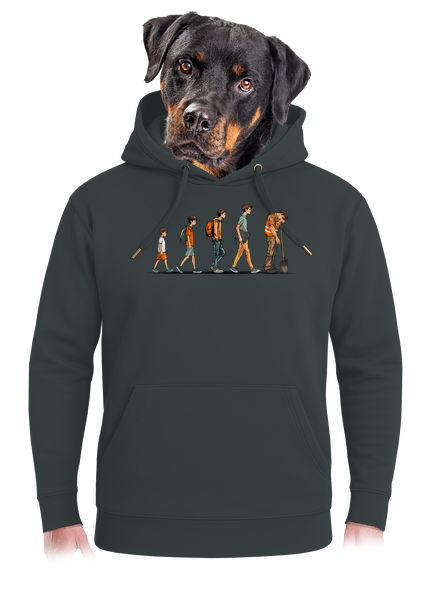 Evolúcia študenta unisex mikina premium Charcoal