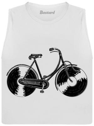 Gramofónový bicykel dámske tielko voľné White